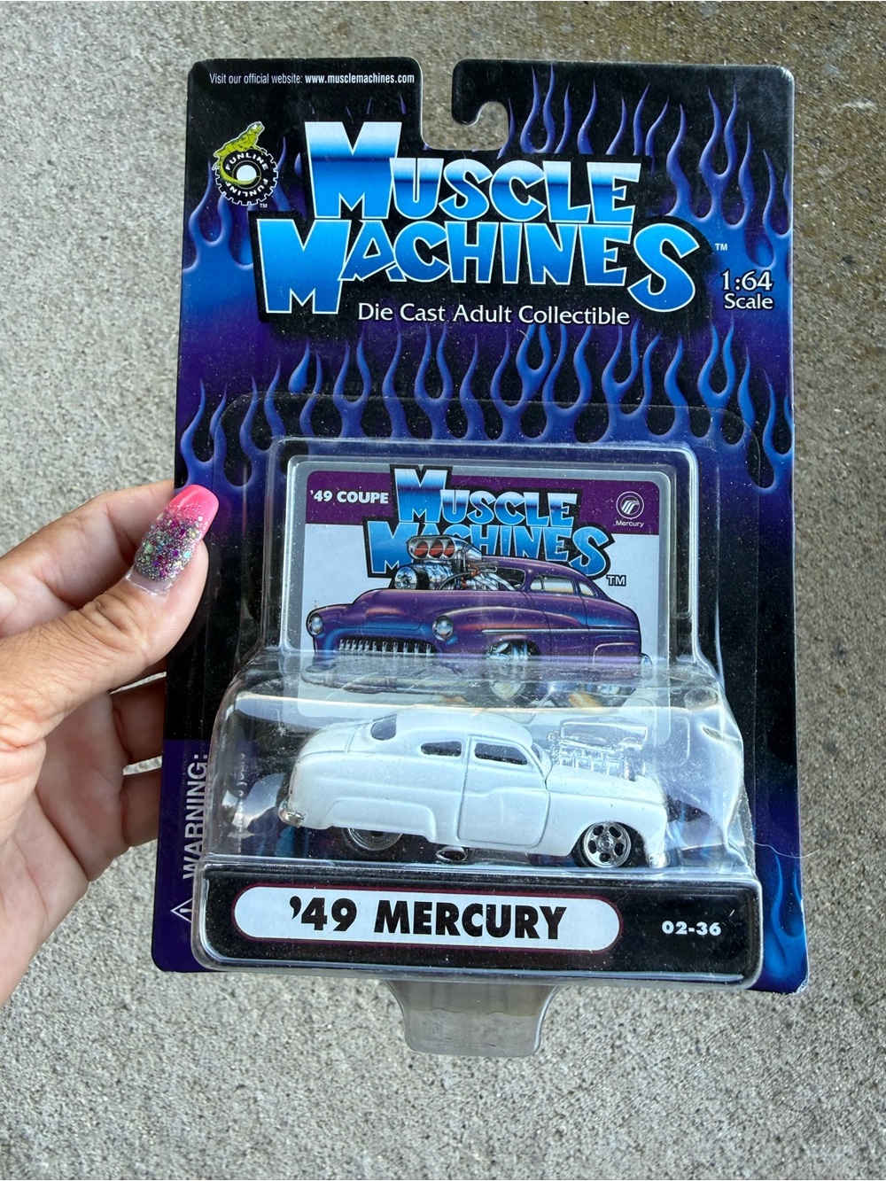 Muscle Machines Die Cast Cardback with Blue Flame Graphics